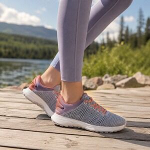 Merrell Cloud Knit Sneakers Gray Coral Mesh Comfort Walking Shoes Women's Size 8